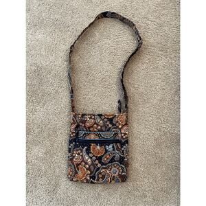 Vera Bradley Cafe Latte Classic Crossbody Purse Shoulder Bag Brown Paisley &Blue